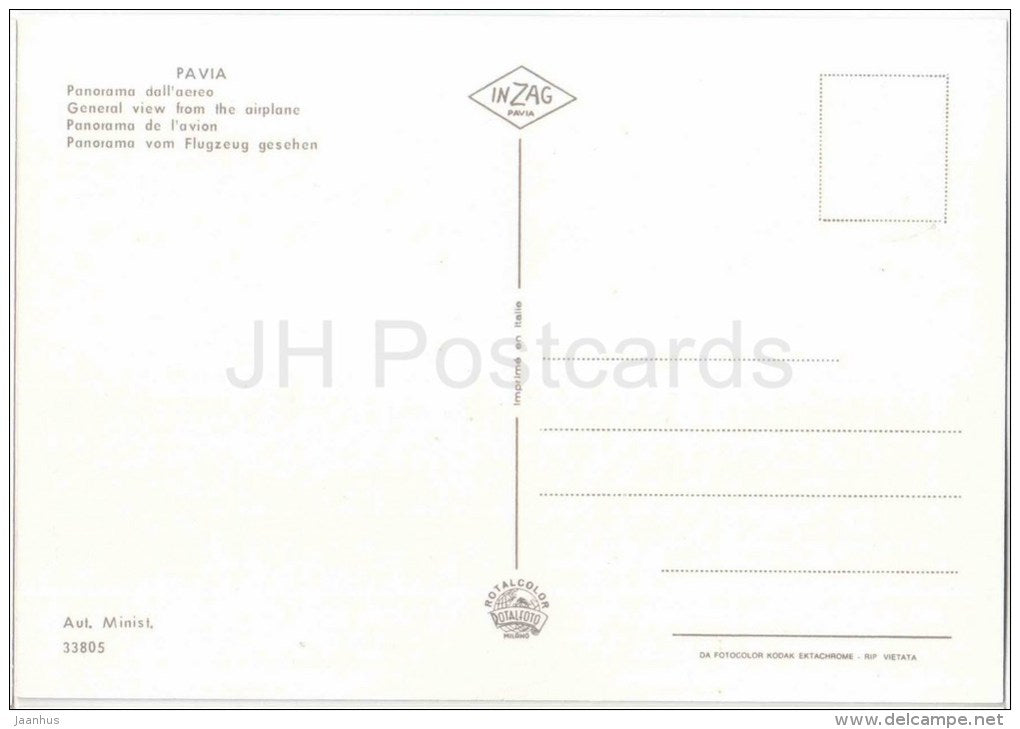 Panorama dall´aereo - General view from the airplane - Pavia - Lombardia - 33805 - Italia - Italy - unused - JH Postcards