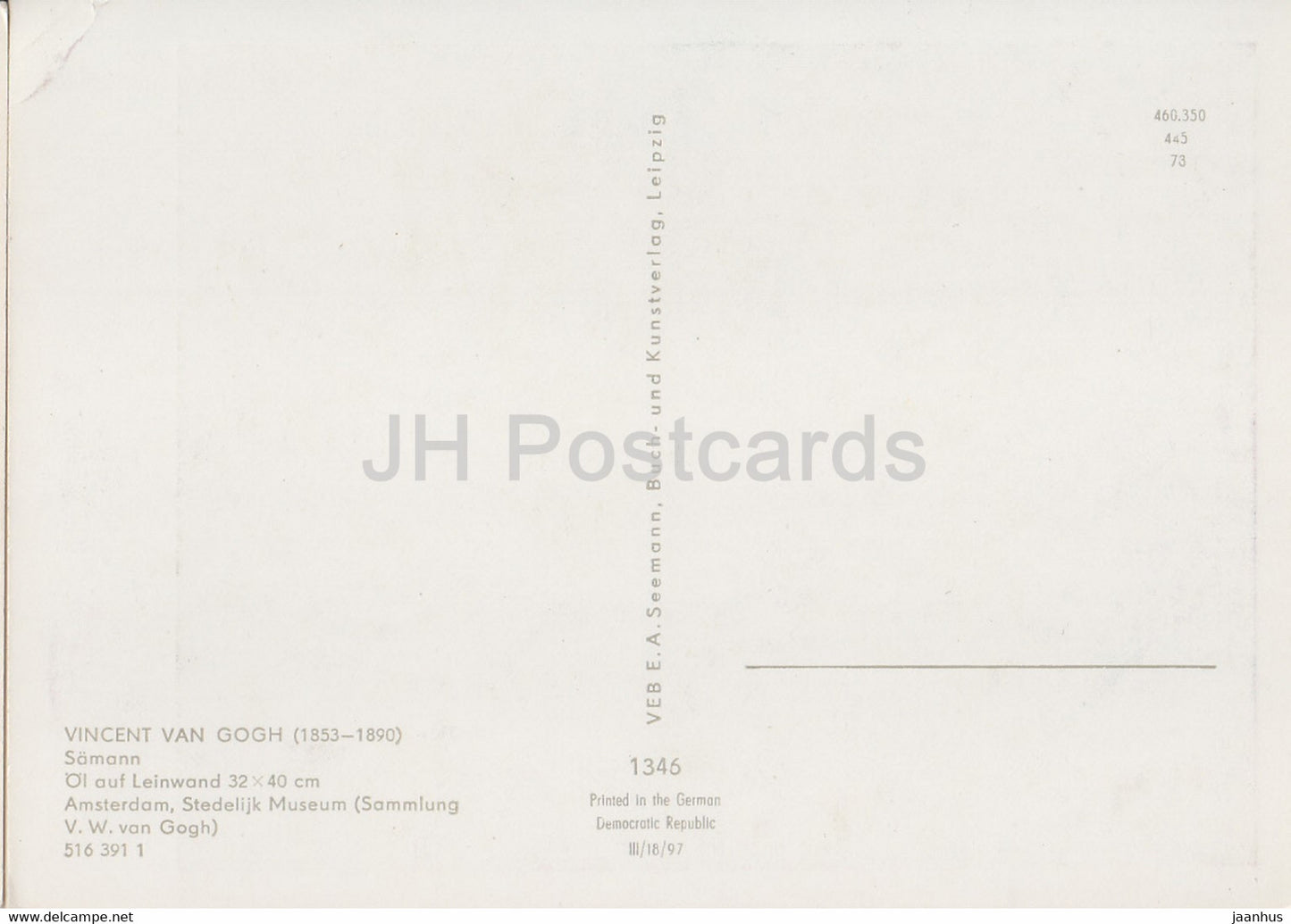 painting by Vincent van Gogh - Samann - Sower - Dutch art - Germany DDR - unused