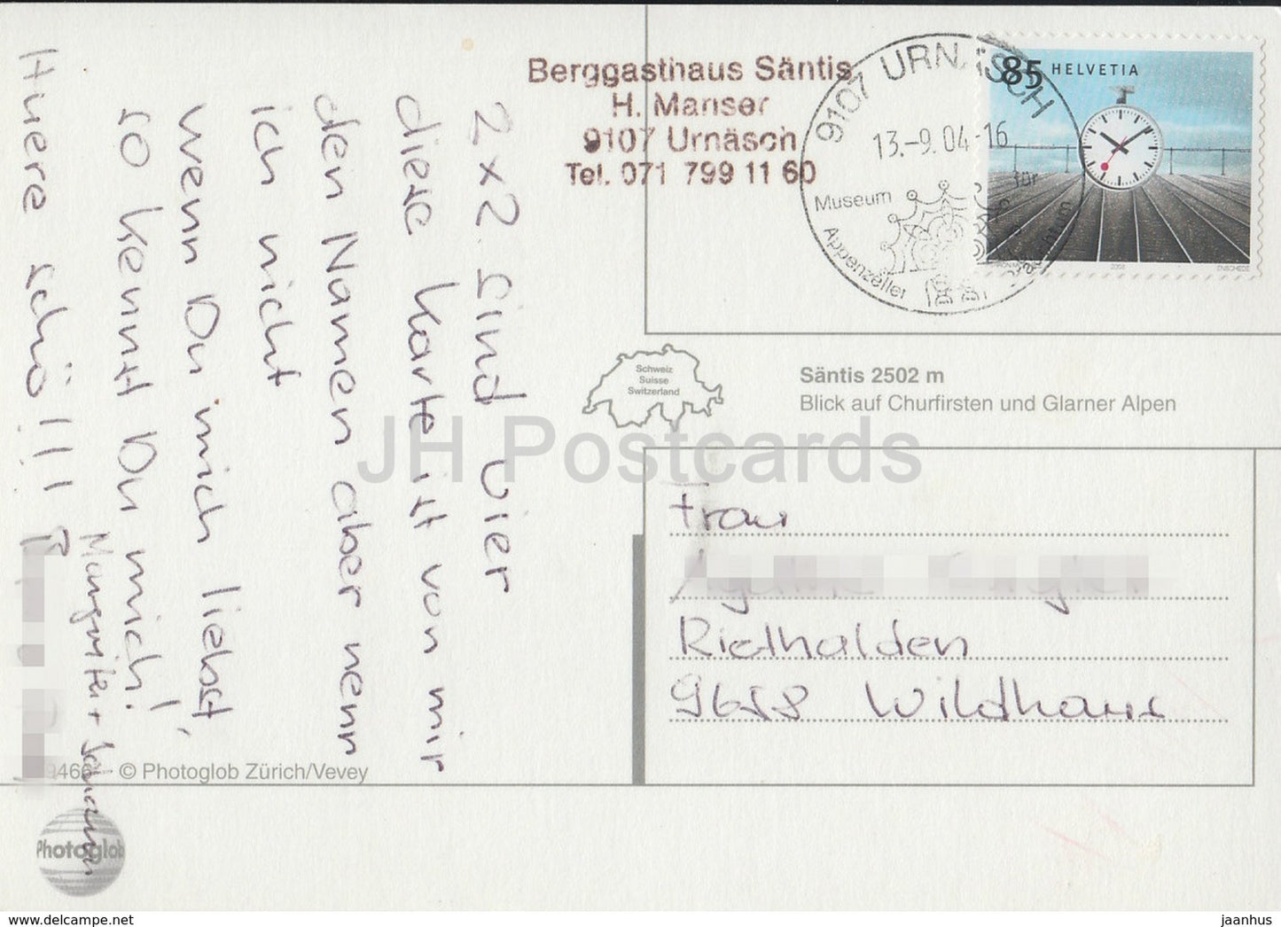 Churfirsten - Santis 2502 m - Blick auf Churfirsten und Glarner Alpen - 2004 - Switzerland - used