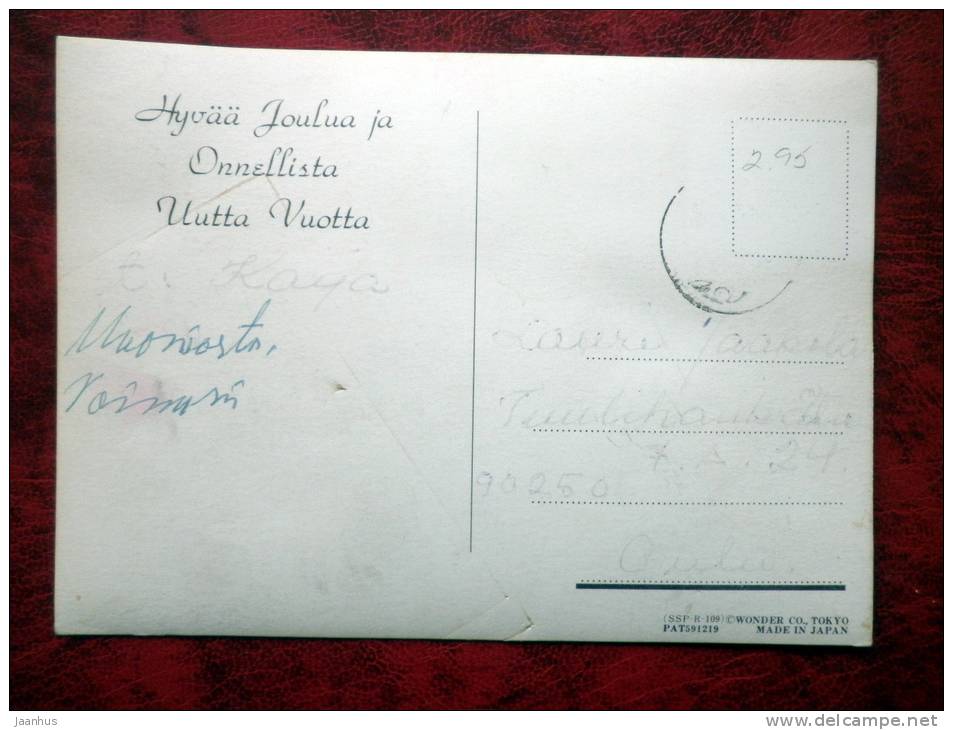 Japan - 3D - stereo - New Year - Christmas - Santa Claus - Rabbit - squirrel - sent in Finland - used - JH Postcards