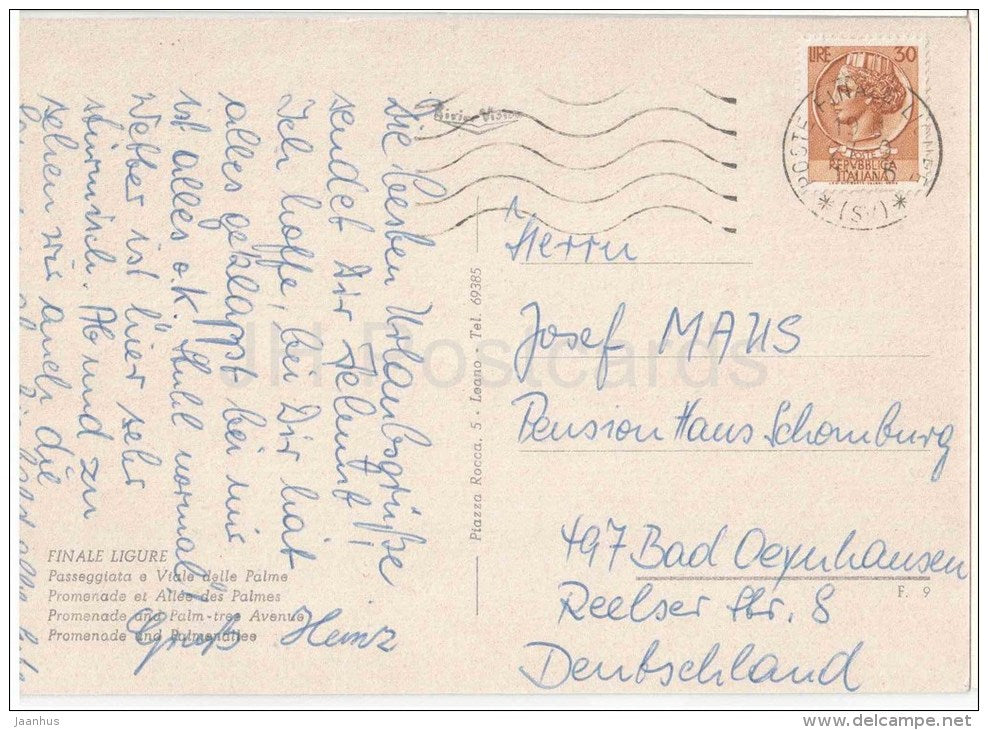 passeggiata e Viale delle Palme - Finale Ligure - Savona - Liguria - Italia - Italy - sent from Italy to Germany - JH Postcards