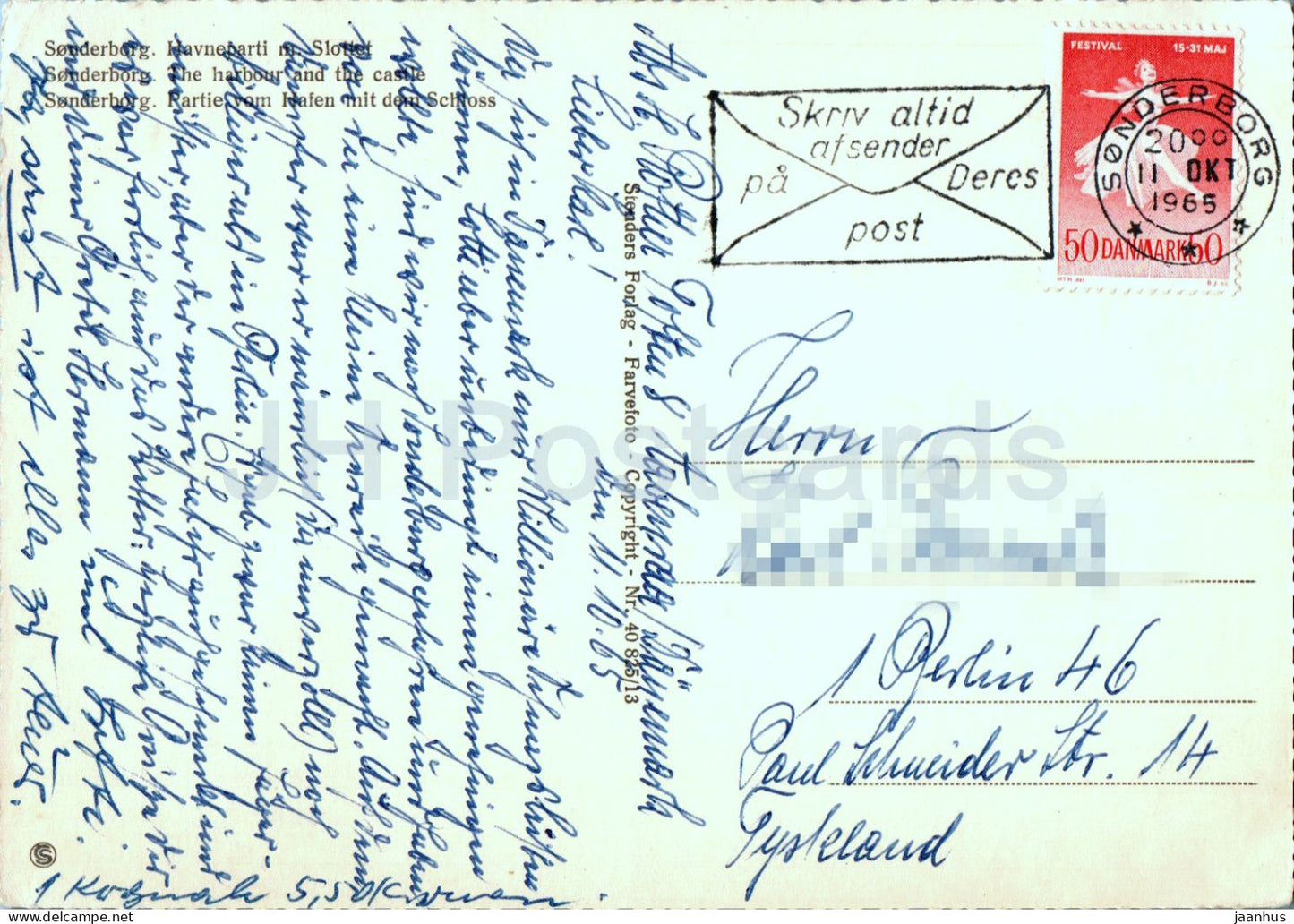 Sonderborg - Havneparti m Slottet - Le port et le château - 1965 - Danemark - occasion