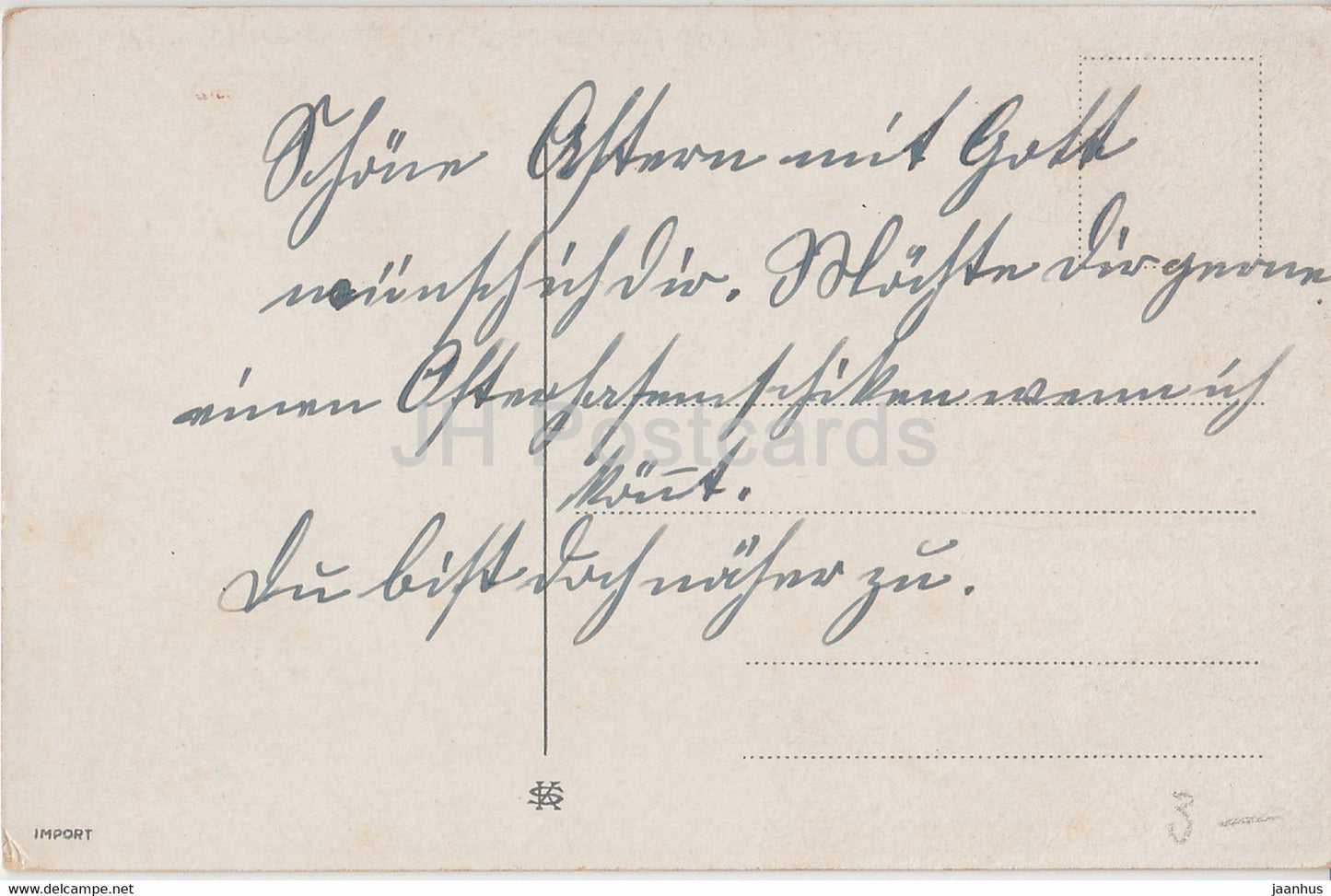 Easter Greeting Card - Gesegnete Ostern - chicken - KS - old postcard - Germany - used