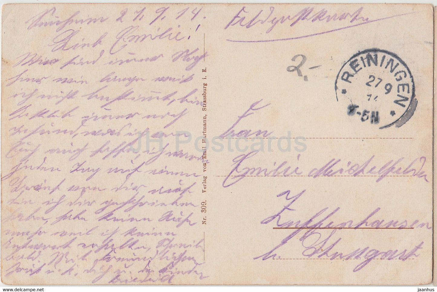 Die Ulrichsburg bei Rappoltsweiler - Ribeauville - 309 - Feldpost - carte postale ancienne - 1914 - France - utilisé