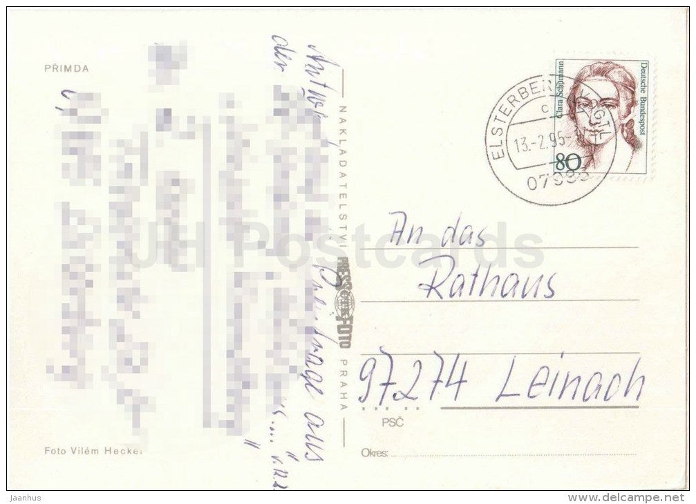 Primda - castle ruins - Czechoslovakia - Czech - used 1995 - JH Postcards