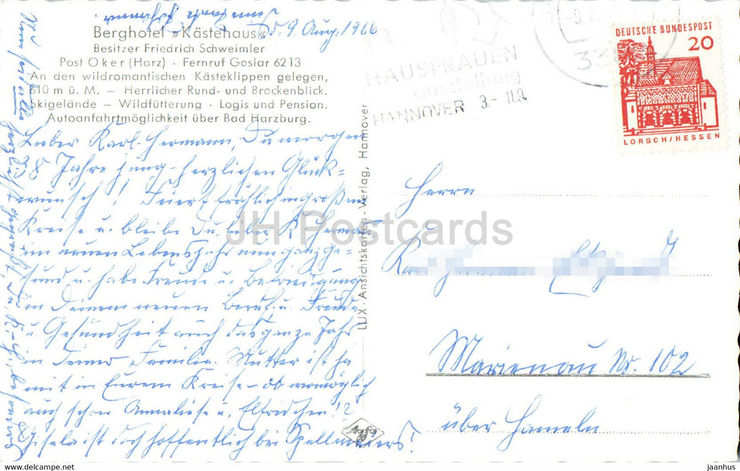 Oker – Blick auf das Kastehaus – 1966 – Deutschland – gebraucht