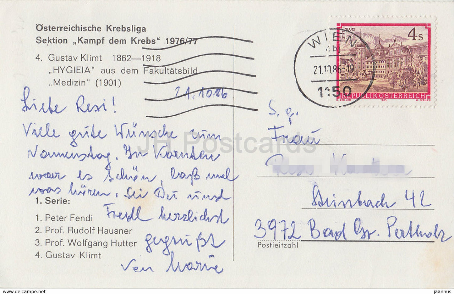 tableau de Gustav Klimt - Hygieia - Vue de ferme - Art autrichien - 1986 - Autriche - utilisé