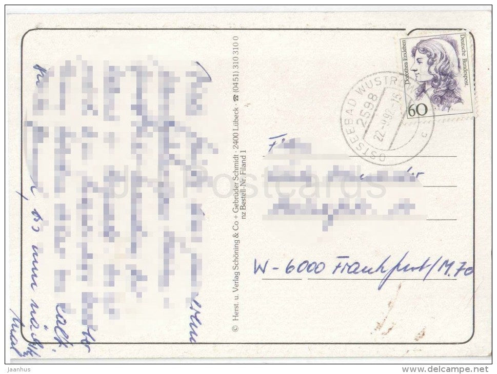 Grüsse vom Fischland - strand - hafen - beach - harbour - Germany - 1992 gelaufen - JH Postcards