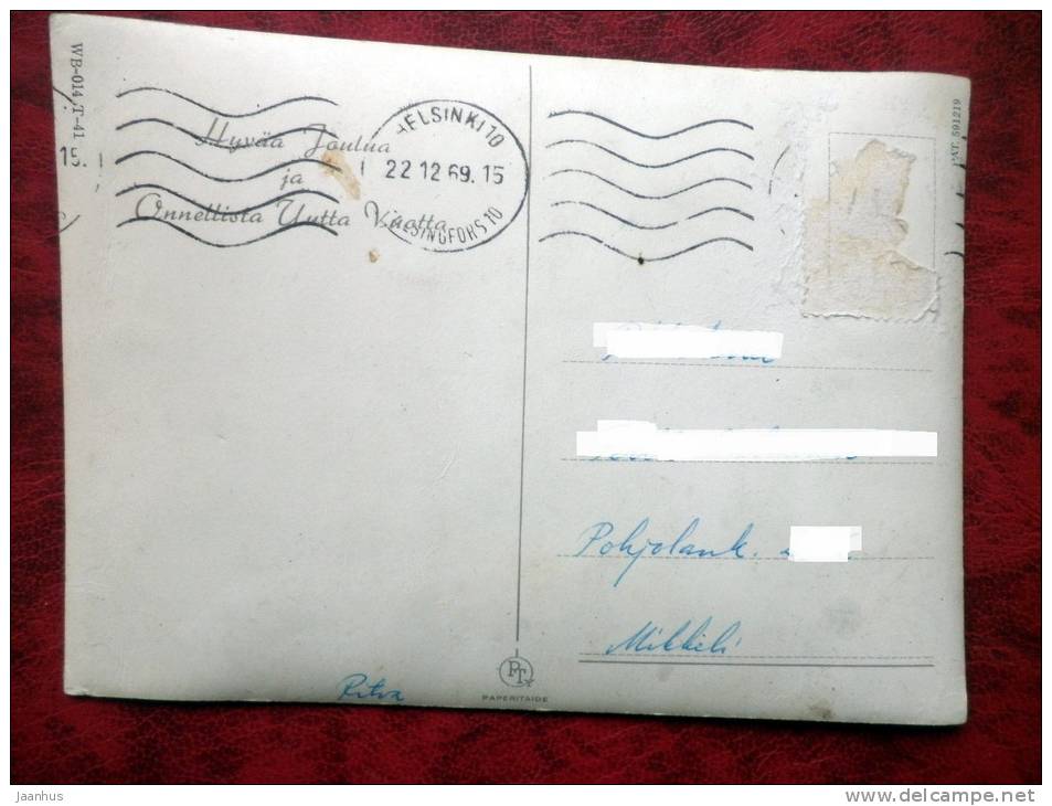 Finland - 3D - stereo - New Year - Christmas - Deer - Rabbit - sent in Finland, Helsinki - 1969 - used - JH Postcards