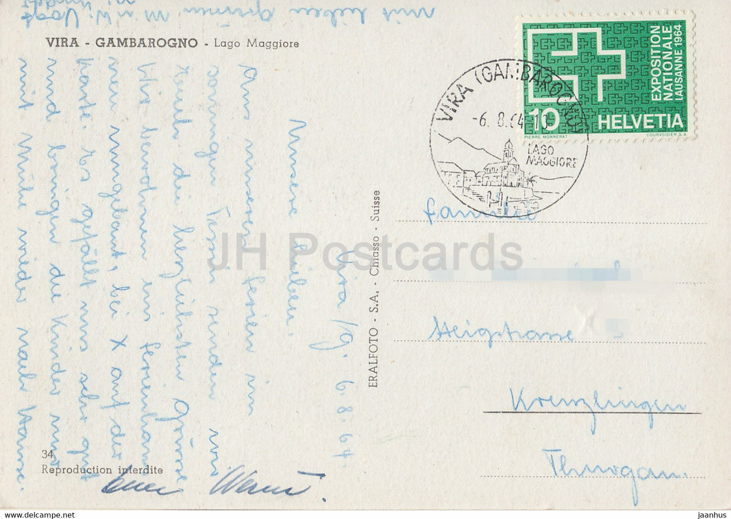 Vira - Gambarogno - Lago Maggiore - 34 - 1964 - Suisse - occasion