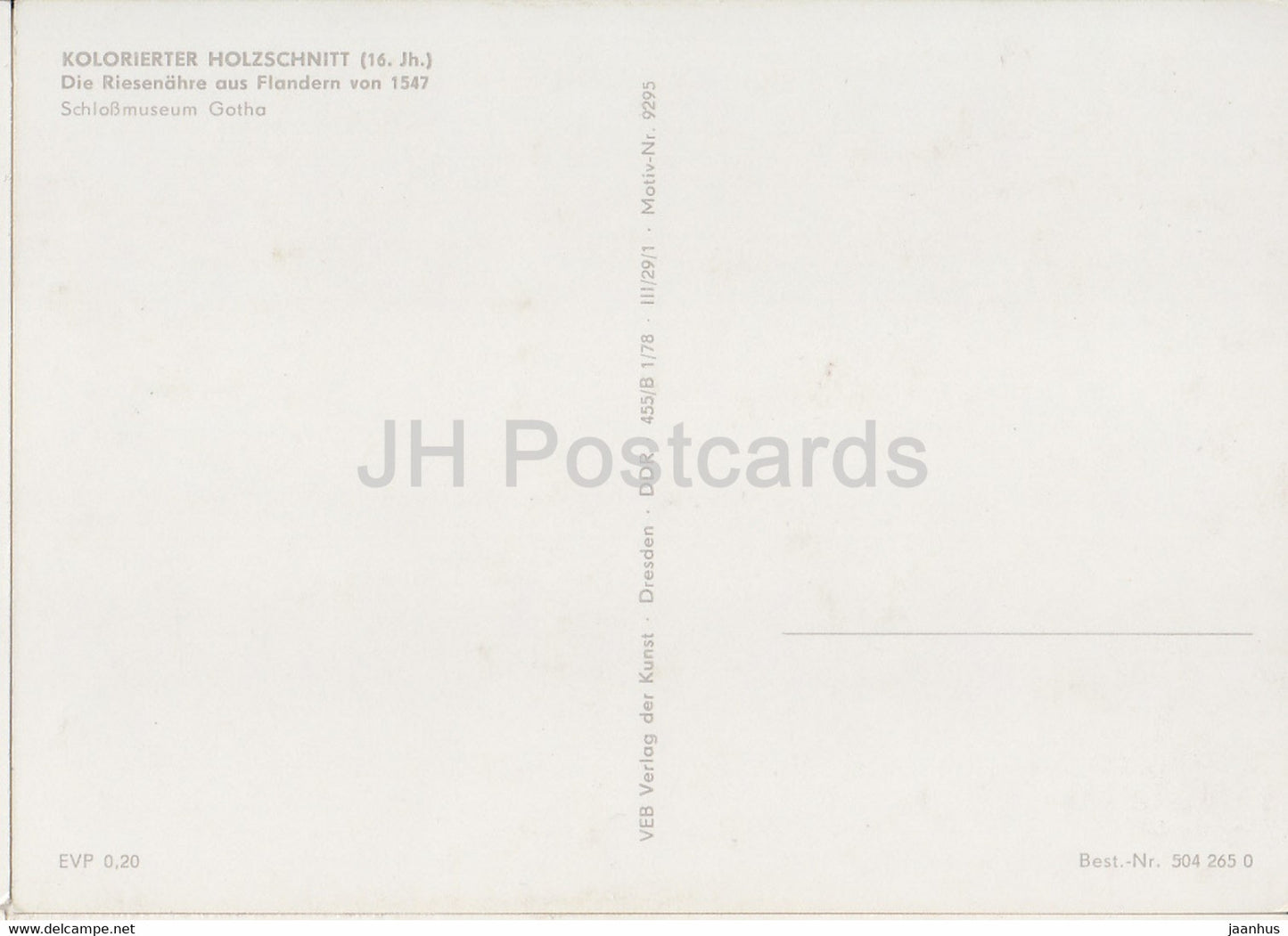 Kolorierter Holzschnitt - Die Riesenähre aus Flandern von 1547 - art - Allemagne DDR - inutilisé