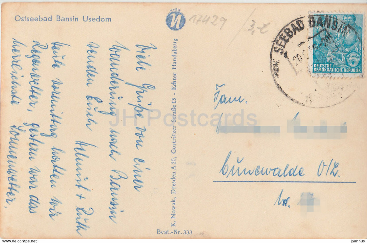 Ostseebad Bansin Usedom - beach - Germany DDR - used