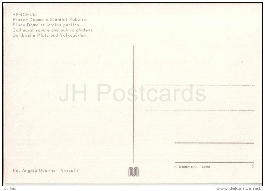 Piazza Duomo e Giardini Pubblici - cathedral square and public gardens - Vercelli - Piemonte - 5 - Italia - Italy - used - JH Postcards