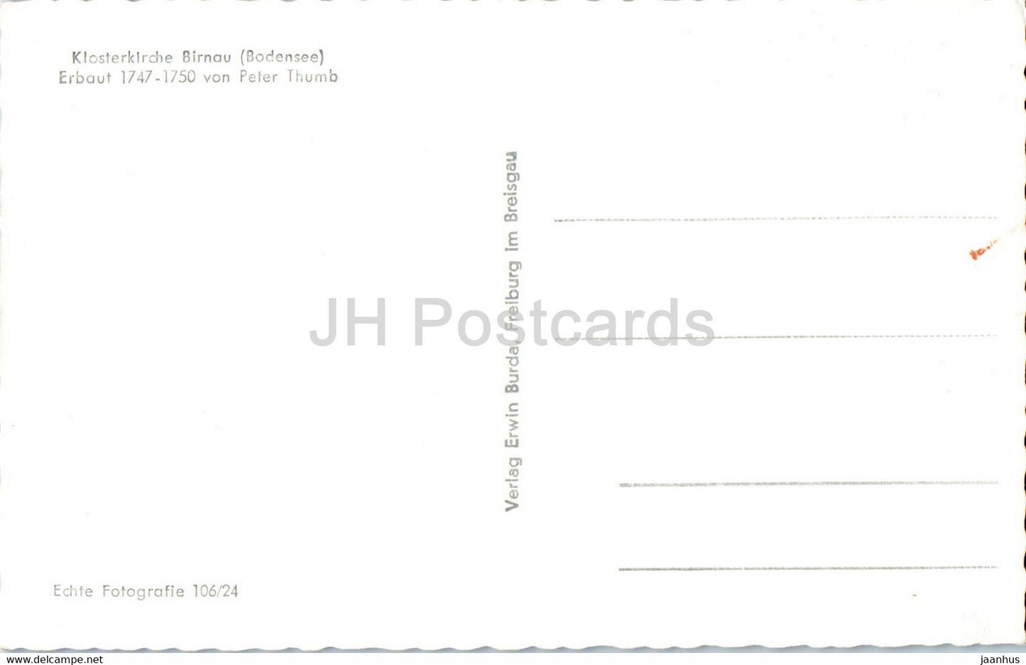Klosterkirche Birnau - église - carte postale ancienne - Allemagne - inutilisée