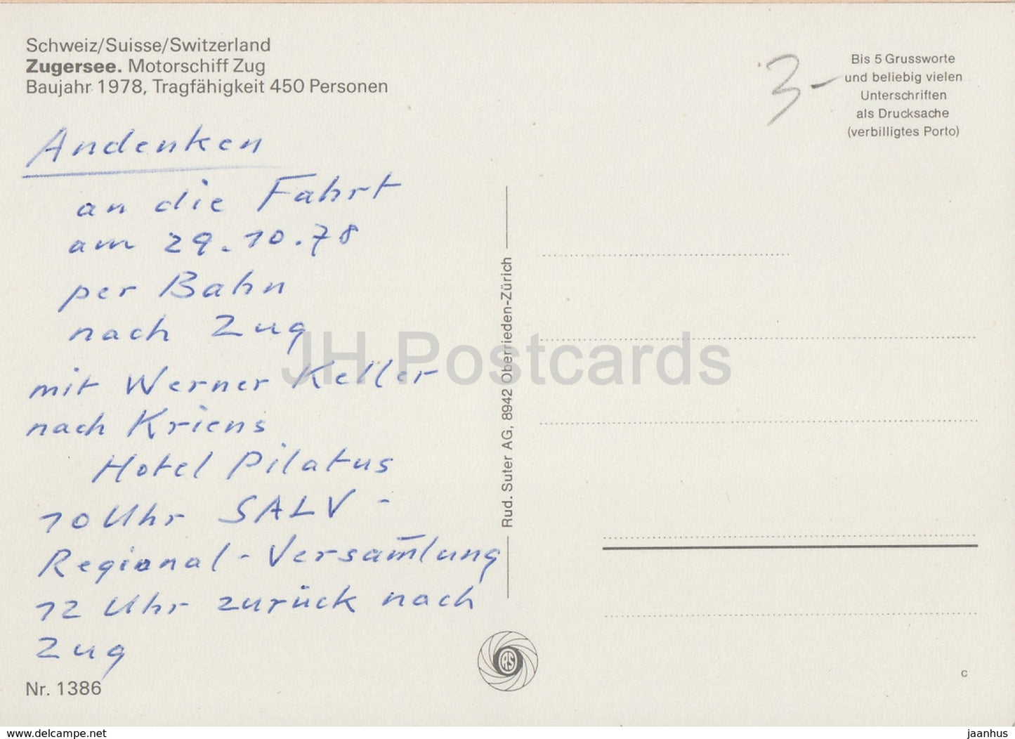 Zugersee - Motorschiff Zug - MS - ship - Switzerland - used