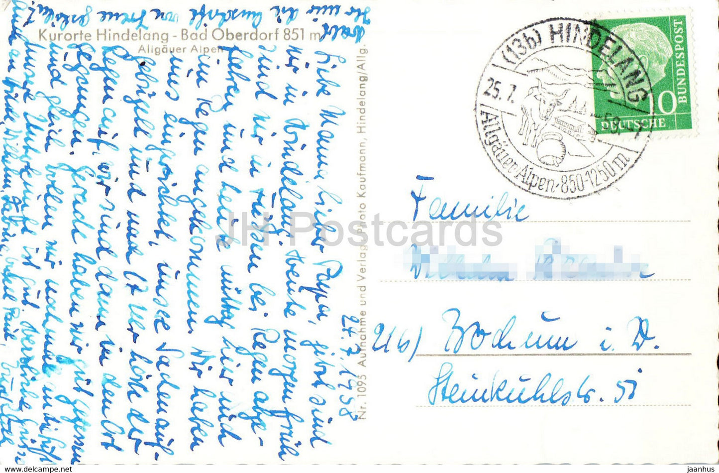 Kurorte Hindelang - Bad Oberdorf 851 m - Allgauer Alpen - old postcard - 1958 - Germany - used