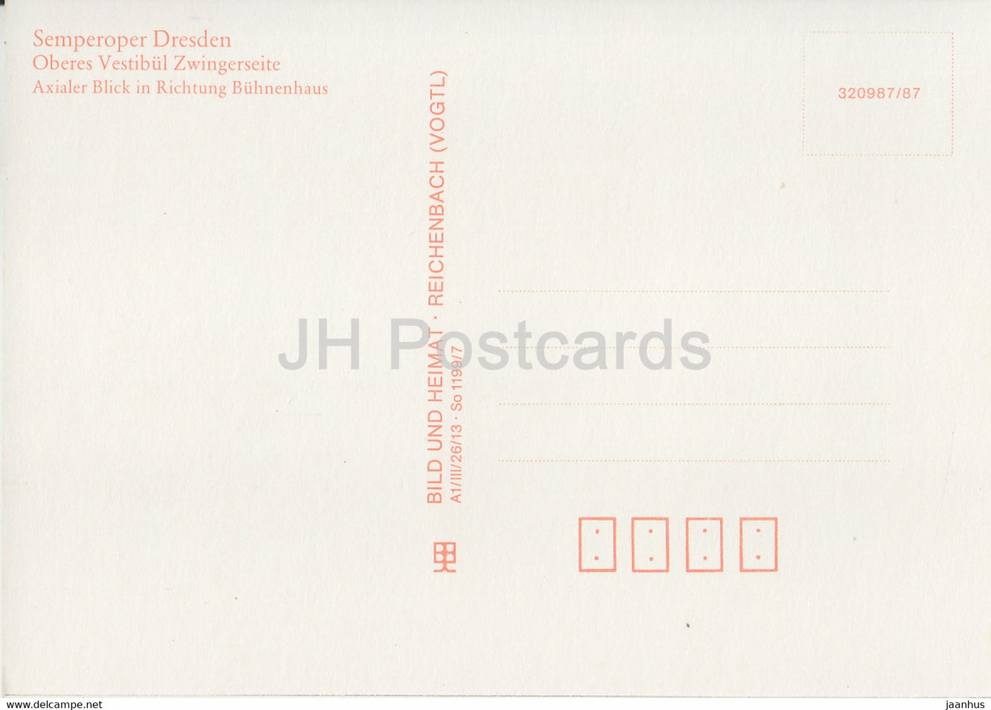 Semperoper Dresden - Oberes Vestibul Zwingerseite - Axialer Blick - Opéra de Dresde - DDR Allemagne - inutilisé