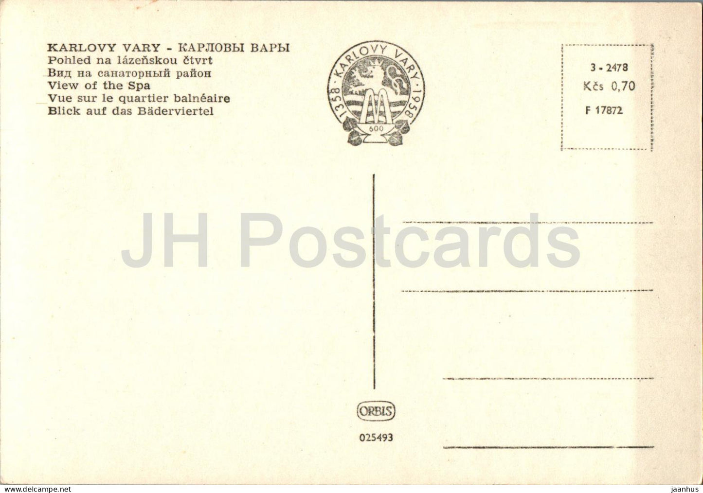 Karlovy Vary - Pohled na lazenskou ctvrt - Vue du spa - 2478 - République tchèque - Tchécoslovaquie - inutilisé