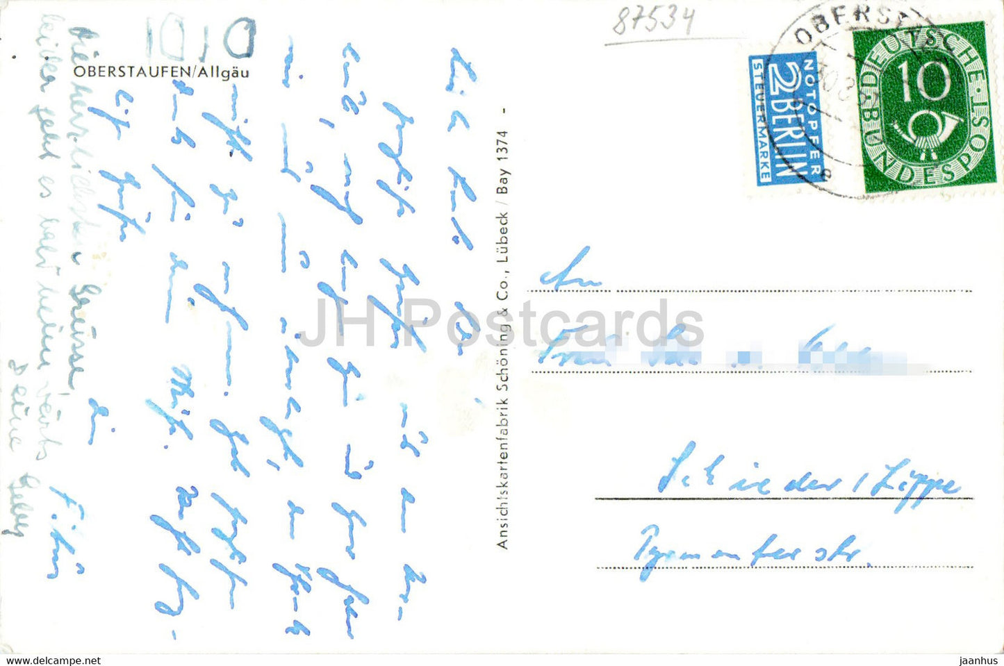 Oberstaufen - Allgau - old postcard - 1950s - Germany - used