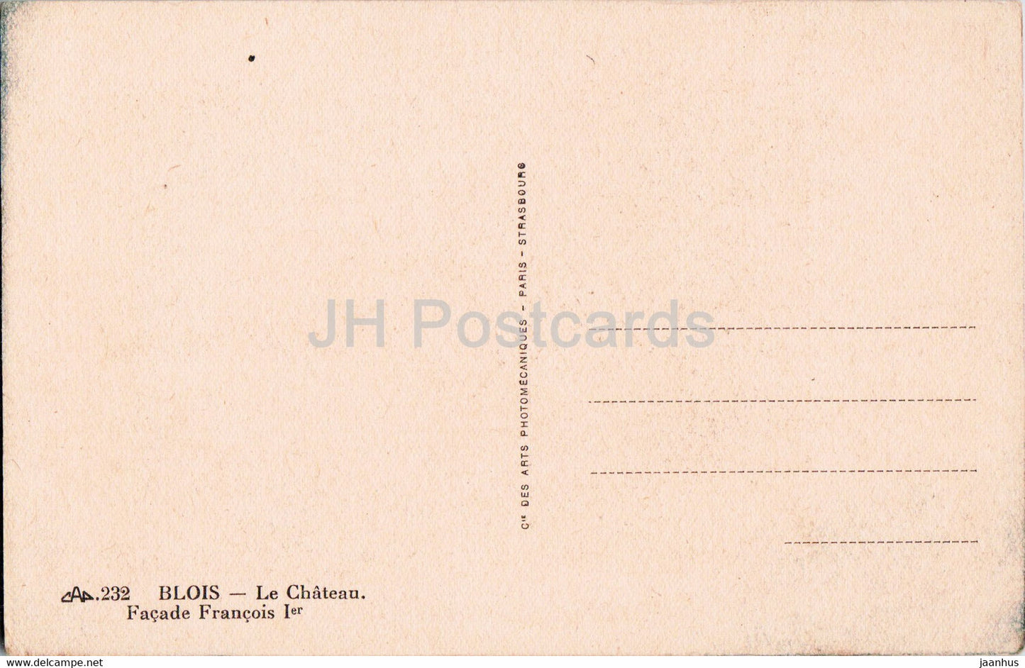 Blois - Le Chateau - Fassade Francois I - 232 - Schloss - alte Postkarte - Frankreich - unbenutzt