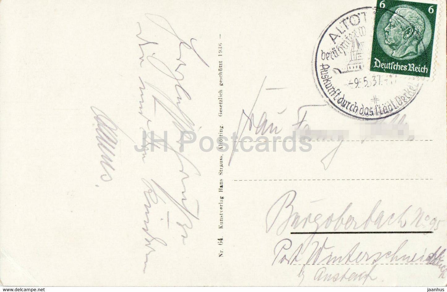 Altotting - Kapellplatz mit Basilika St Anna - church - old postcard - 1937 - Germany - used