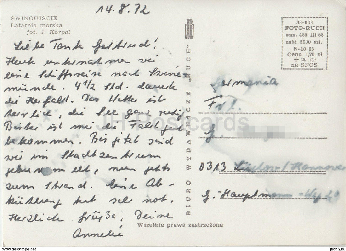 Swinoujscie - phare - 1972 - Pologne - utilisé