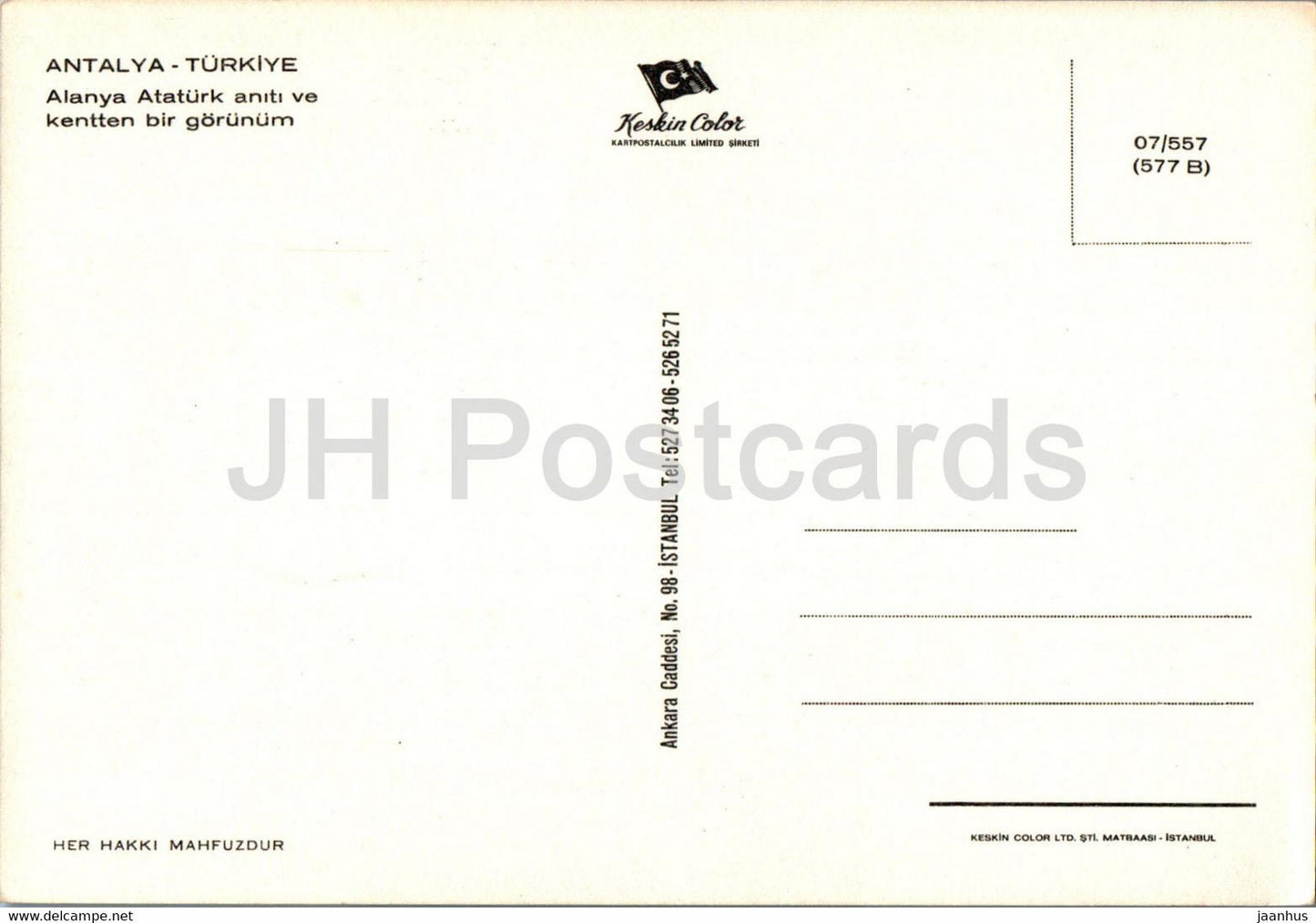 Alanya - Ataturk aniti ve kentten bir gorunum - Ataturk monument and a view from the city - Turkey - unused