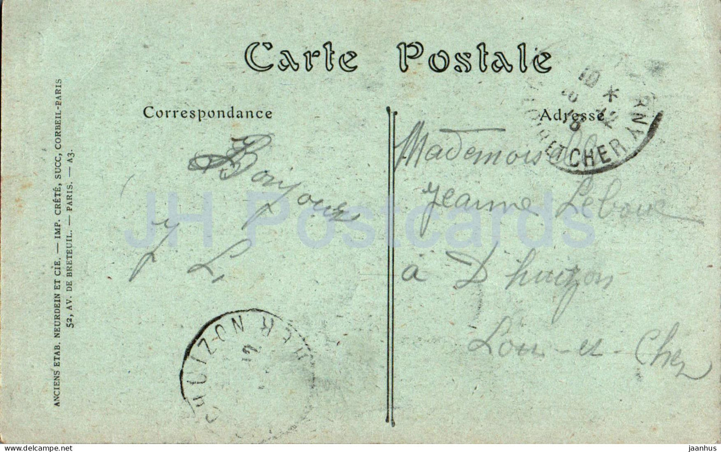 Chateau de Cheverny - Chambre du Roi - Prie Dieu Renaissance - Schloss - 343 - alte Postkarte - 1918 - Frankreich - gebraucht