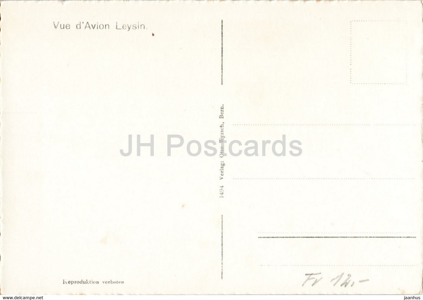 Vue d'Avion Leysin - 1494 - carte postale ancienne - Suisse - inutilisée