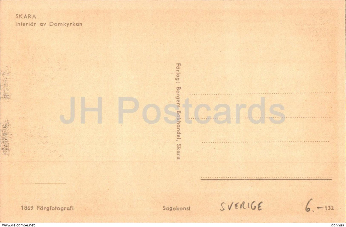 Skara - Intérieur av Domkyrkan - cathédrale - 132 - carte postale ancienne - Suède - inutilisée