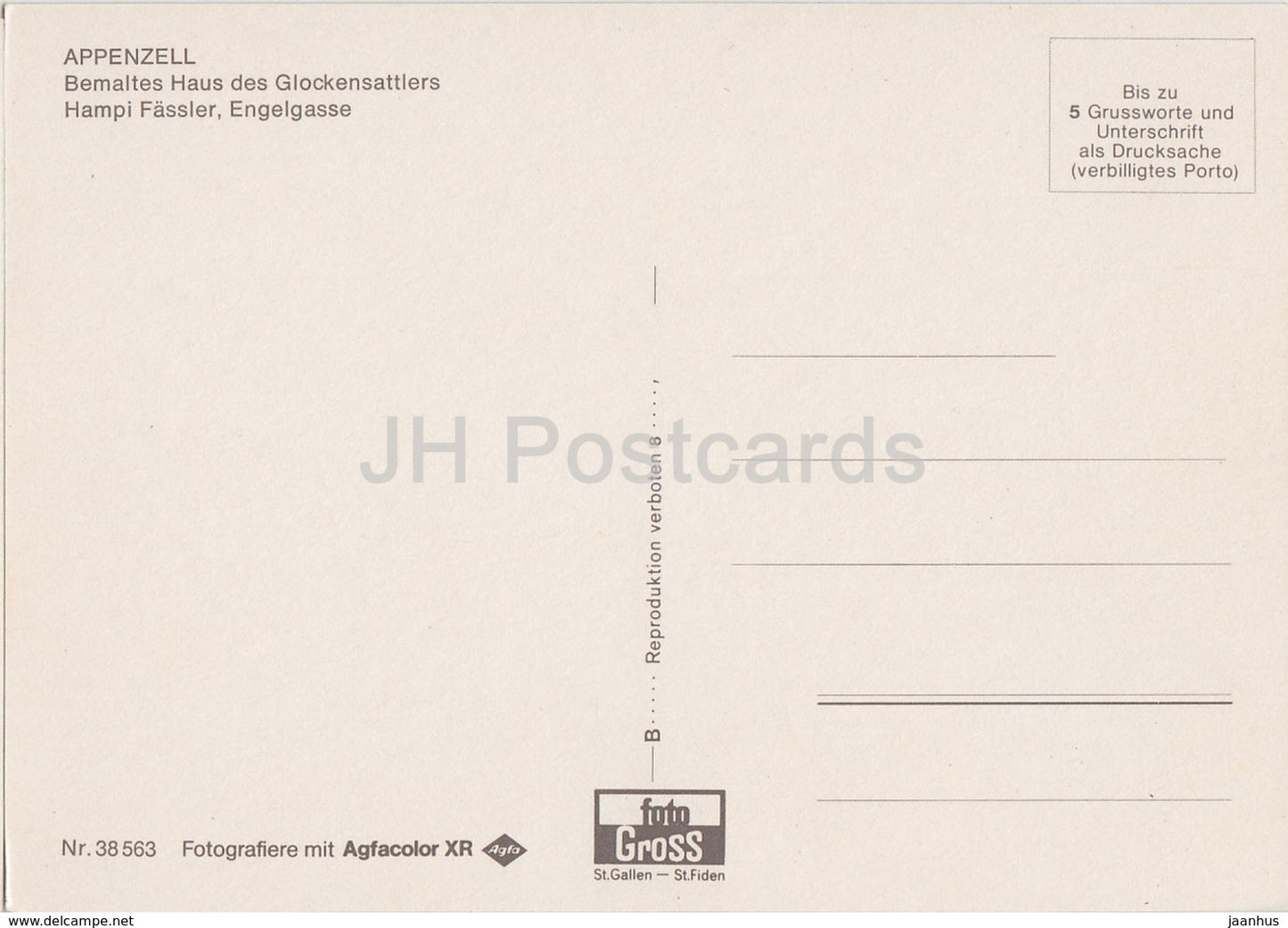 Appenzell - Bemaltes Haus des Glockensattlers Hampi Fassler - Engelgasse - Switzerland - unused