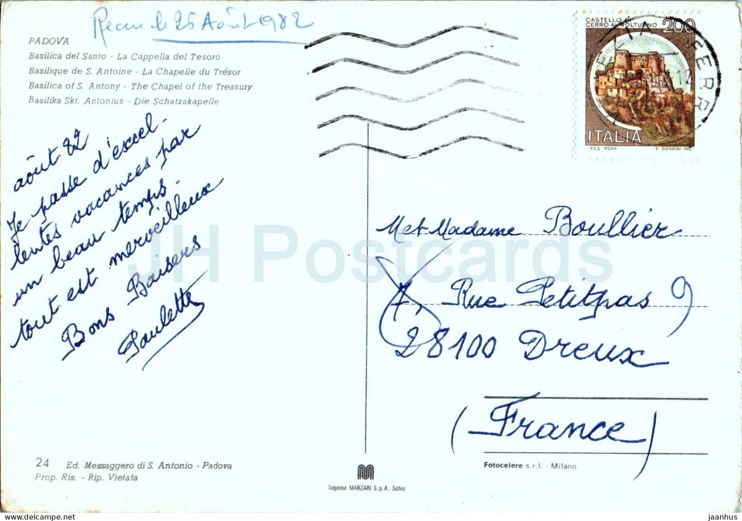 Padoue - Basilique del Santo - La Cappella del Tesoro - Basilique Saint-Antoine - La Chapelle - 24 - 1982 - Italie - utilisé