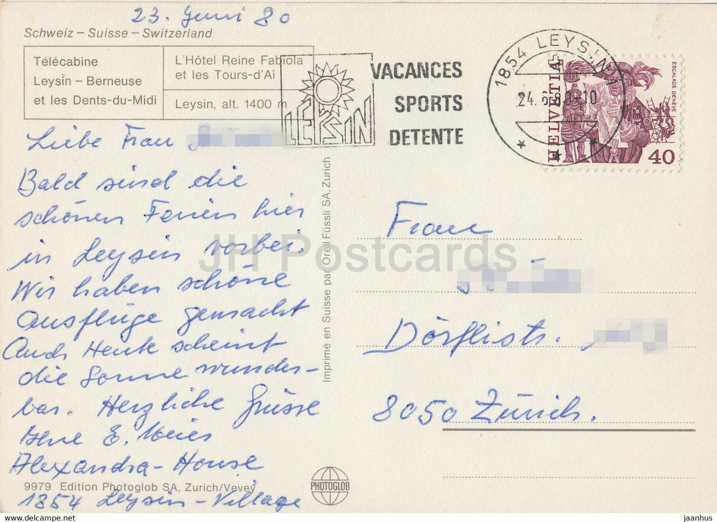 Leysin - Telecabine - Dents du Midi - l'hotel Fabiola - Seilbahn - Multiview - 1980 - Schweiz - gebraucht