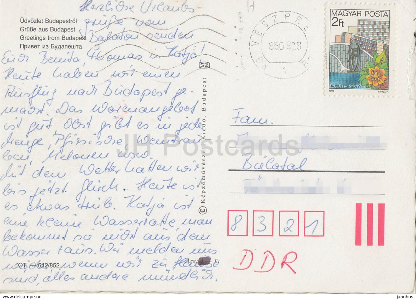 Salutations de Budapest - vue - multivue - 1985 - Hongrie - utilisé