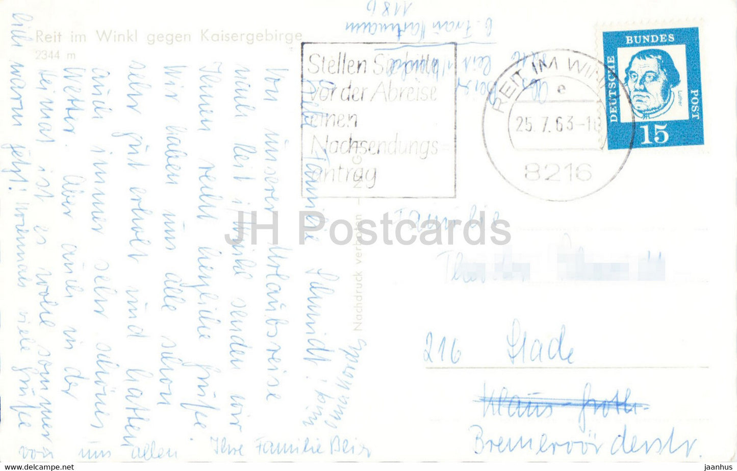 Reit im Winkl gegen Kaisergebirge - 1963 - Germany - used