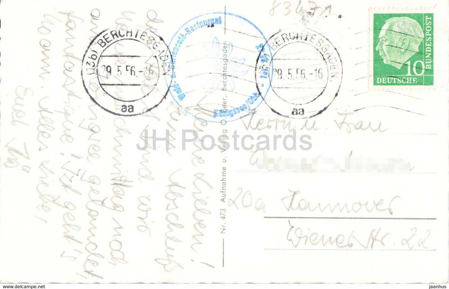 Berchtesgaden mit Watzmann u Stein Meer - old postcard - 1956 - Germany - used