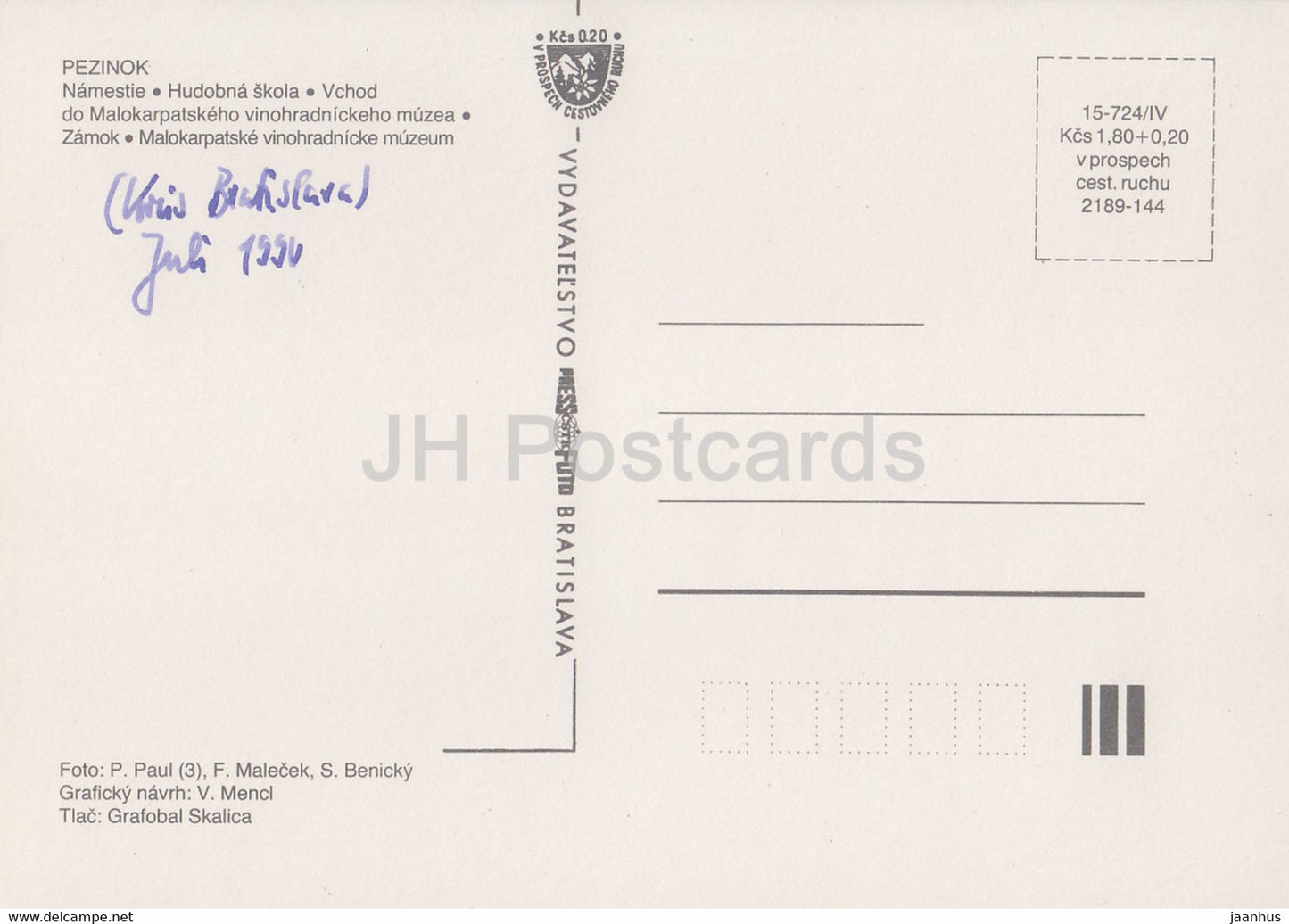 Pezinok - square - musical school - museum - multiview - Czechoslovakia - Slovakia - used