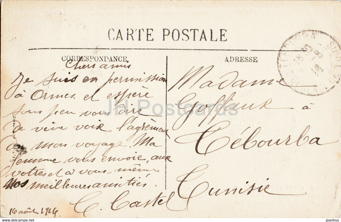 Chalon Sur Saone - La Saone vers la Place Port - boat - 85 - old postcard - 1916 - France - used