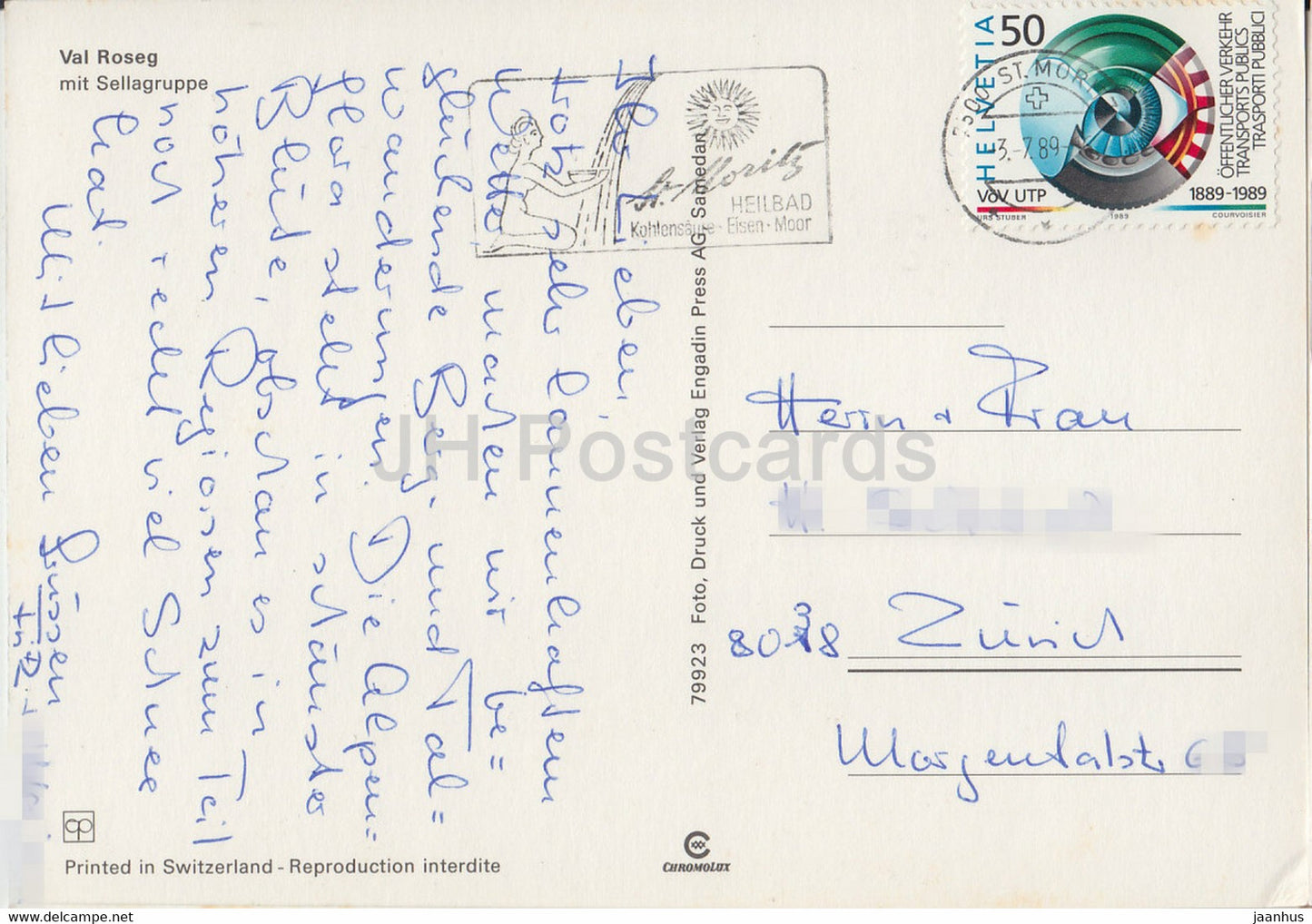 Val Roseg mit Sellagruppe - 1989 - Suisse - occasion