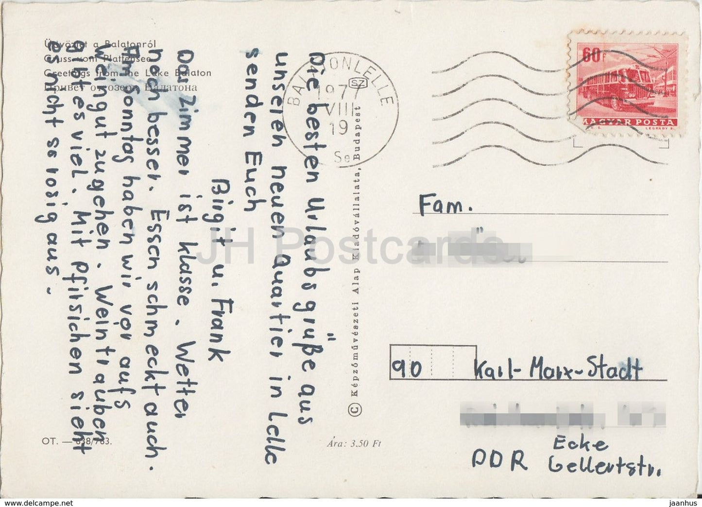 Salutations du lac Balaton - bateau à voile - camping - multiview - 1977 - Hongrie - utilisé