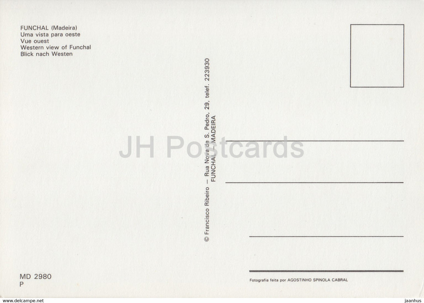 Funchal - Madeira - Uma vista para oeste - Western View of Funchal - Portugal - unused