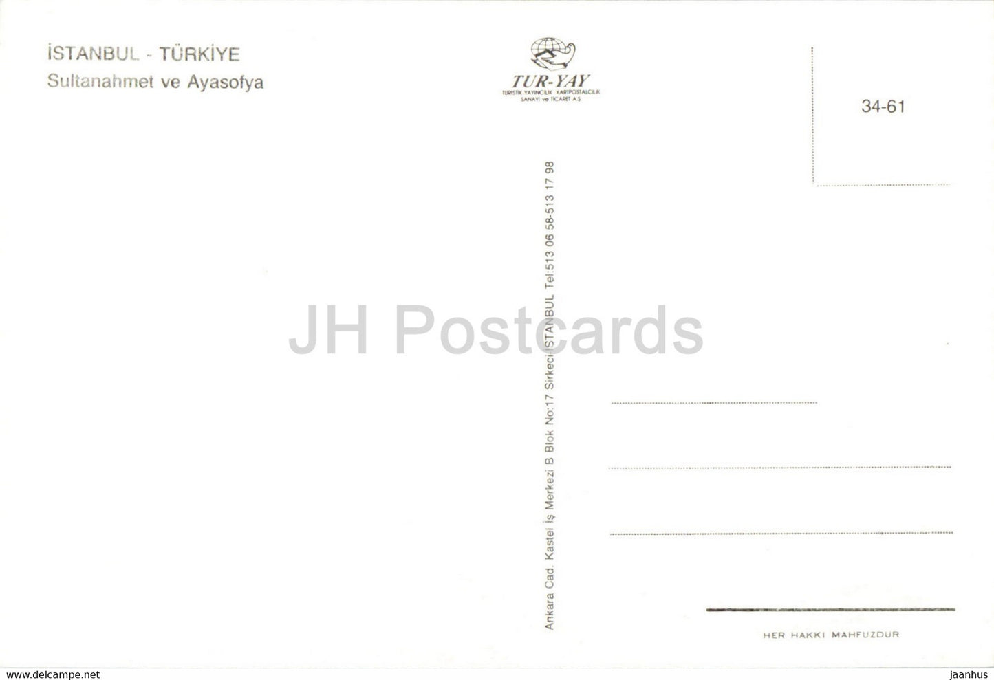 Istanbul - Sultanahmet ve Ayasofya - 34/168 - Tur-Yay - Turquie - inutilisé
