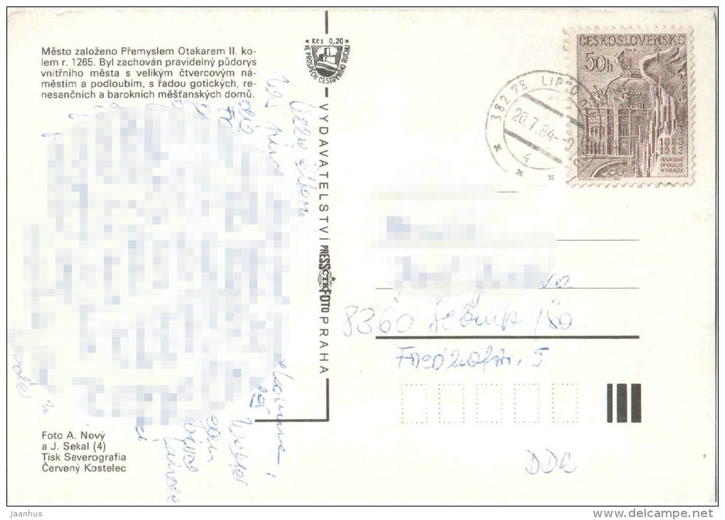 Ceske Budejovice - Old Town architecture - Czechoslovakia - Czech - used 1984 - JH Postcards