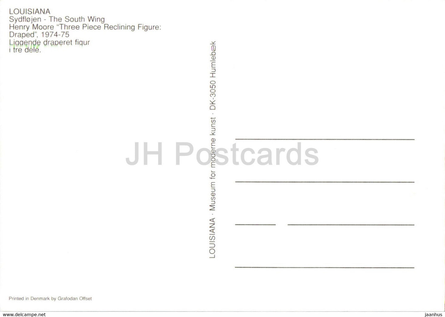 sculpture by Henry Moore - Three Piece Recicling Figure Louisiana Museum of Modern Art - English art - Denmark - unused