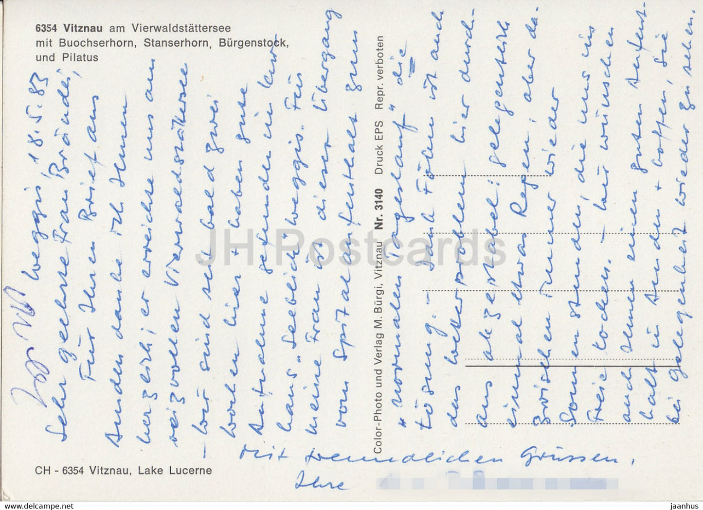 Vitznau am Vierwaldstattersee - Buochserhorn - Stanserhorn - Burgenstock - Pilatus - 3140 - 1983 - Suisse - d'occasion