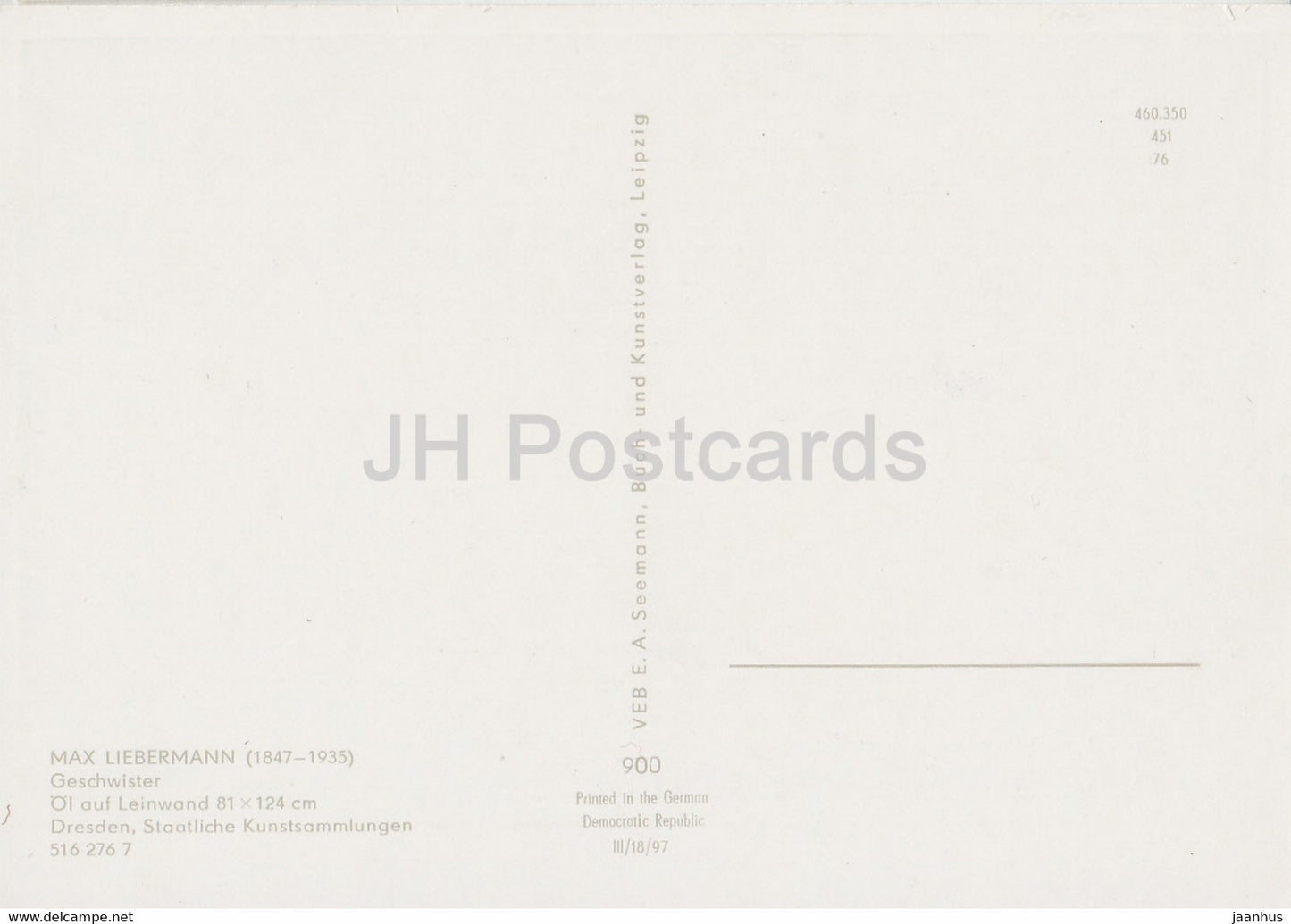 peinture de Max Liebermann - Geschwister - Frère et sœur - bébé - 900 - Art allemand - Allemagne DDR - inutilisé