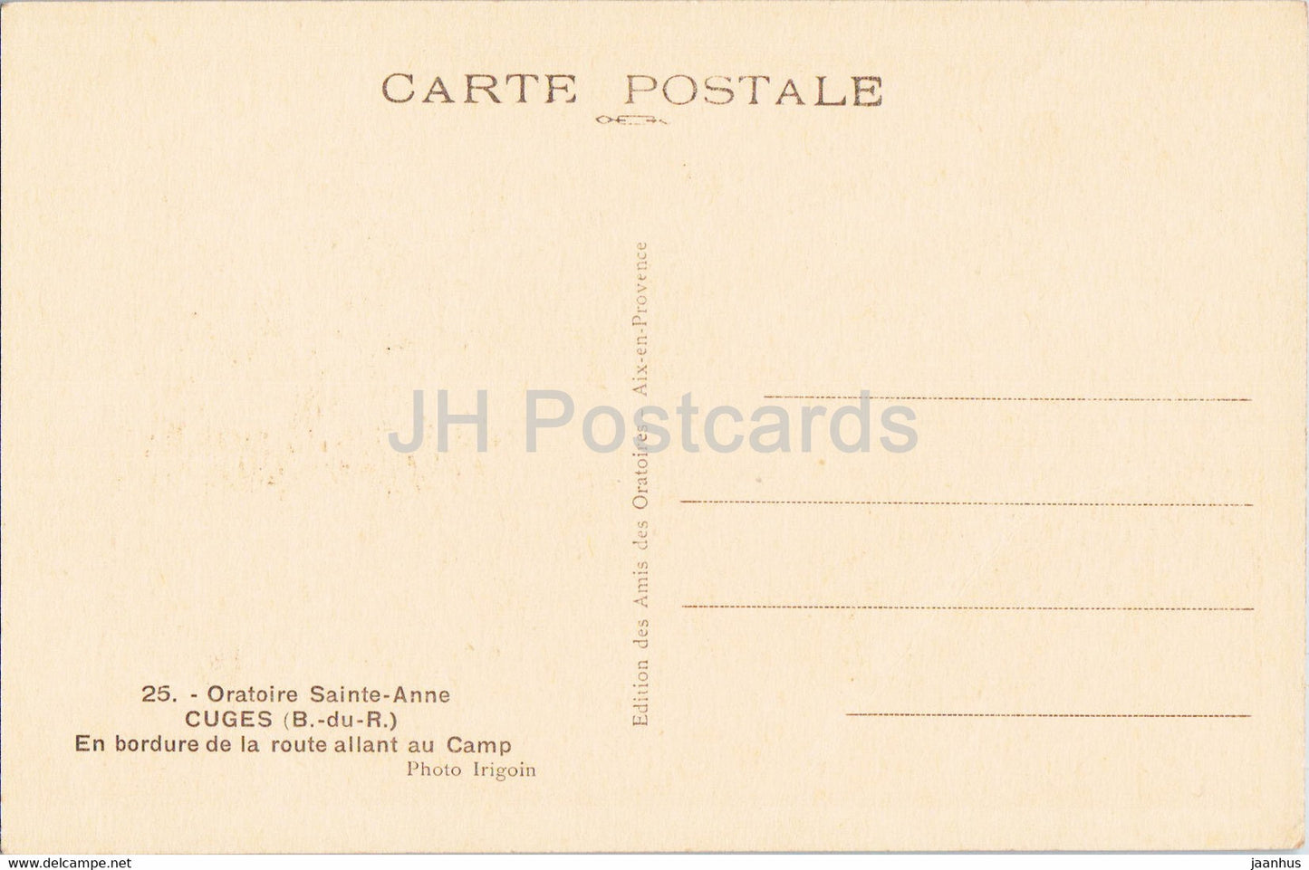 Oratoire Sainte Anne - Cuges - En bordure de la route allant au Camp - 25 - alte Postkarte - Frankreich - unbenutzt