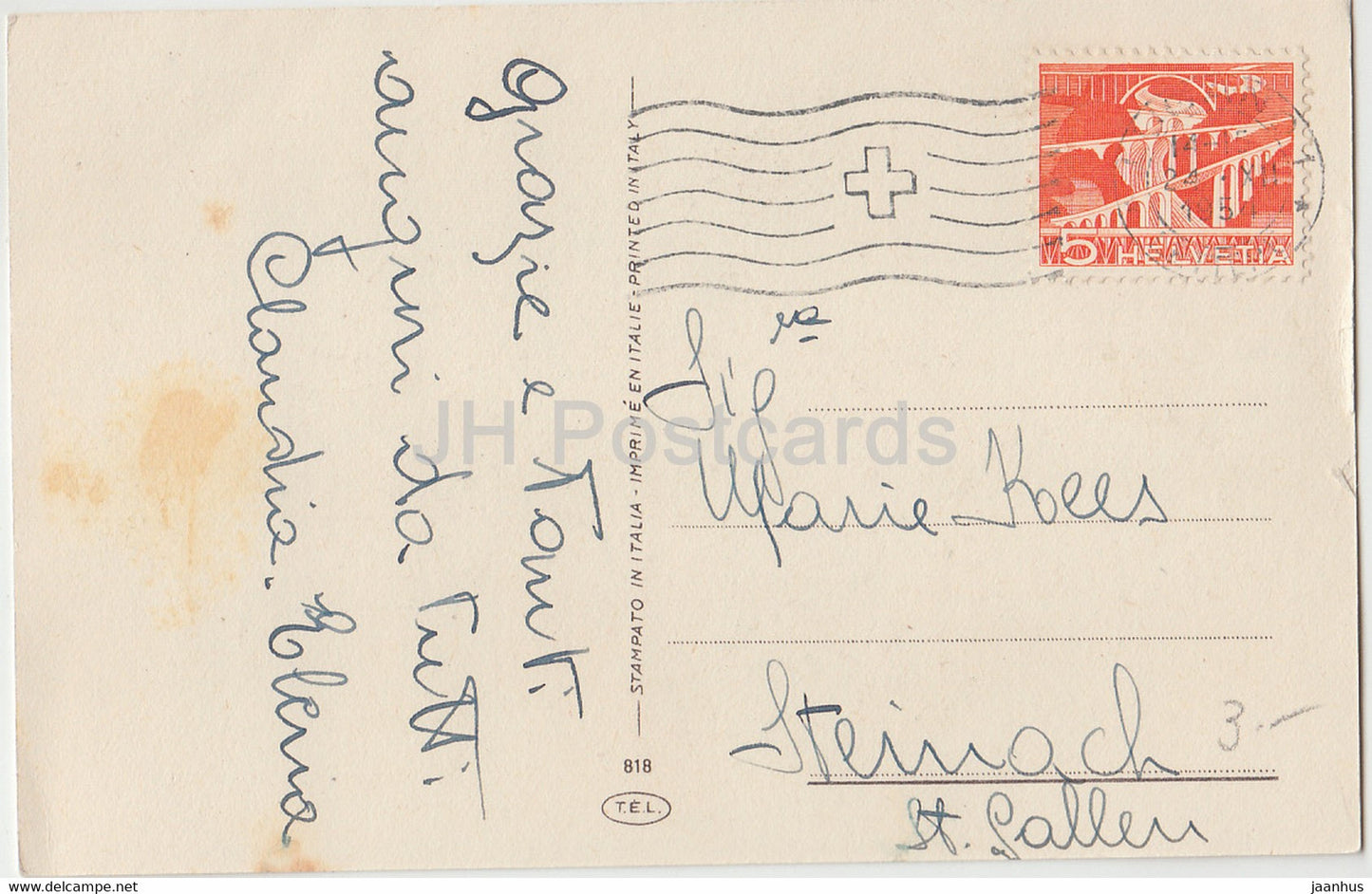 Christmas Greeting Card - Buon Natale - children - Tarantino - TEL 818 - old postcard - 1954 - Italy - used