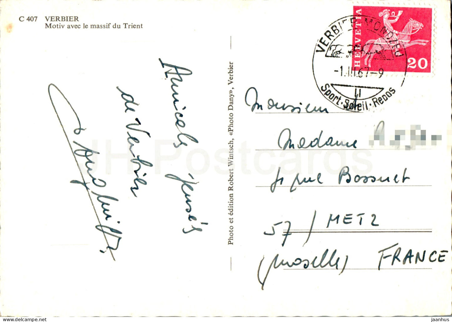 Verbier - Motiv avec le massif du Trent - 407 - 1967 - Switzerland - used