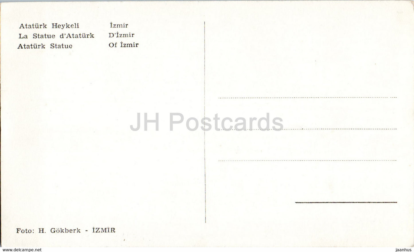 Izmir - Ataturk Statue - monument - horse - old postcard - Turkey - unused